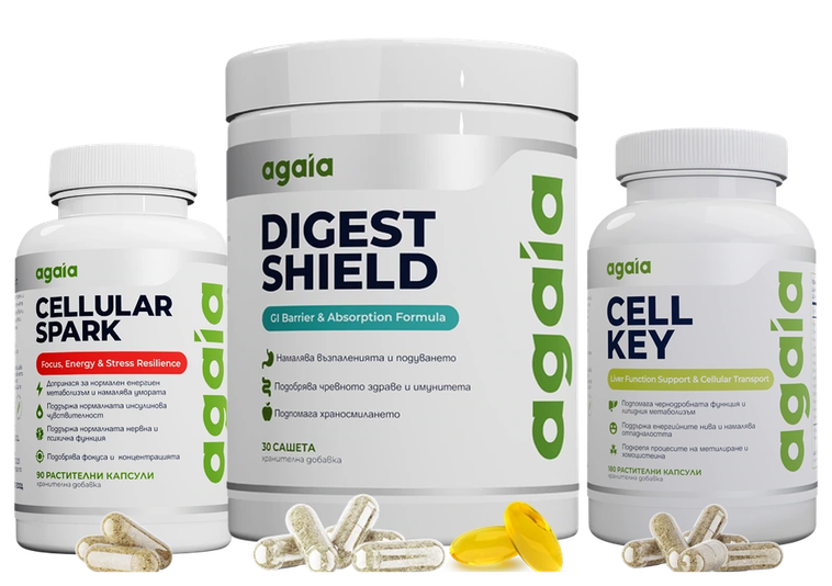 Agaia добавки Cellular Spark, Digest Shield и Cell Key